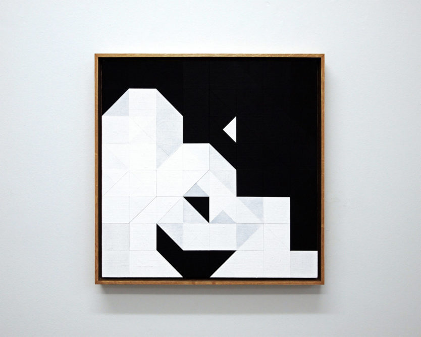 Chess Painting No. 45(Duchamp vs. Tartakower, Nice, 1930)42 x 42 cm | gesso on linen, oak frame | 2013