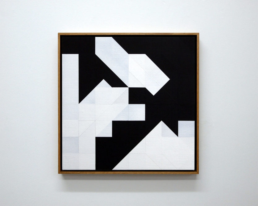 Chess Painting No. 48(Landau vs. Duchamp, Hamburg, 1930)42 x 42 cm | gesso on linen, oak frame | 2014