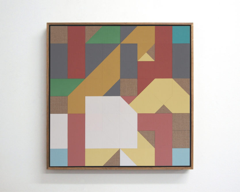 Chess Painting No. 122 (Piatigorsky vs. Duchamp, correspondence game, 1961)
48 x 48 cm | gesso &amp; primers on linen, oak frame | 2018