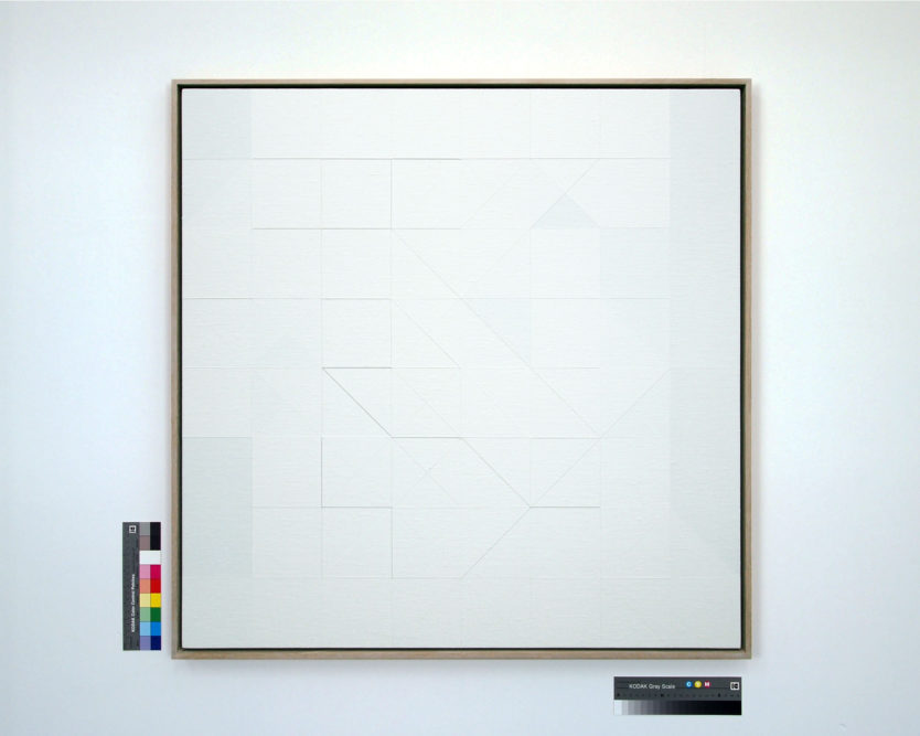 Chess Painting No. 88
(Vajda vs. Duchamp, Nice, 1931)
90 x 90 cm | gesso on linen, oak frame | 2016