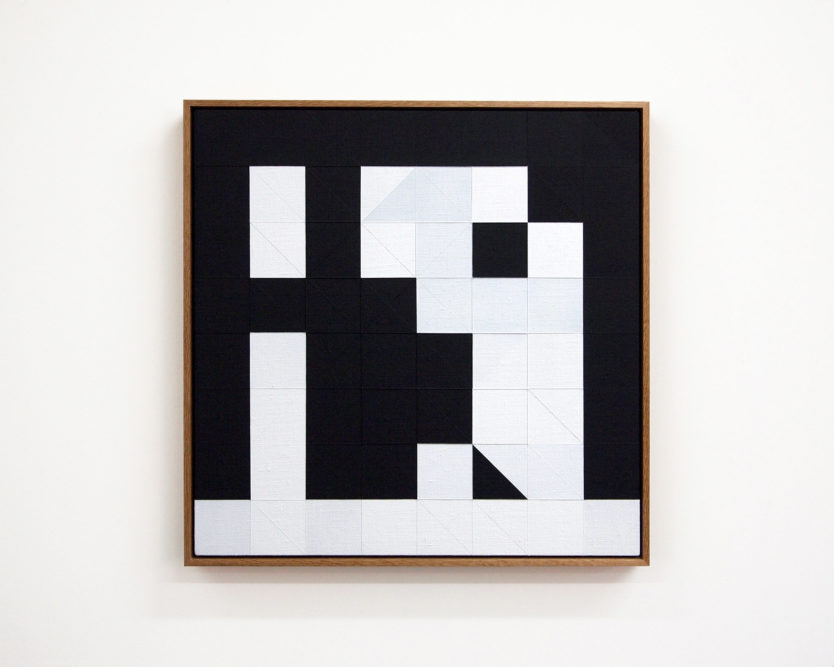 Chess Painting No. 129 (Soudakoff vs. Duchamp, Marshall Chess Club, NYC, 1948)

50 x 50 cm | gesso on linen, oak frame | 2018
