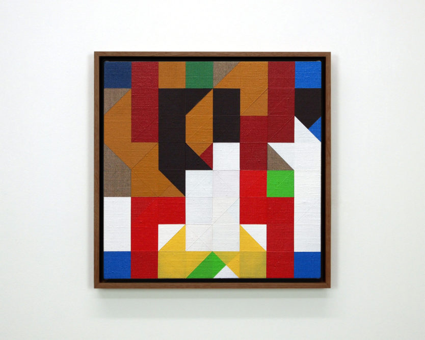 Chess Painting No. 62(Grimme/Luuring/Ree/Krabbe vs. Duchamp, correspondence game, 1961)32 x 32 cm | oil on linen, walnut frame | 2016