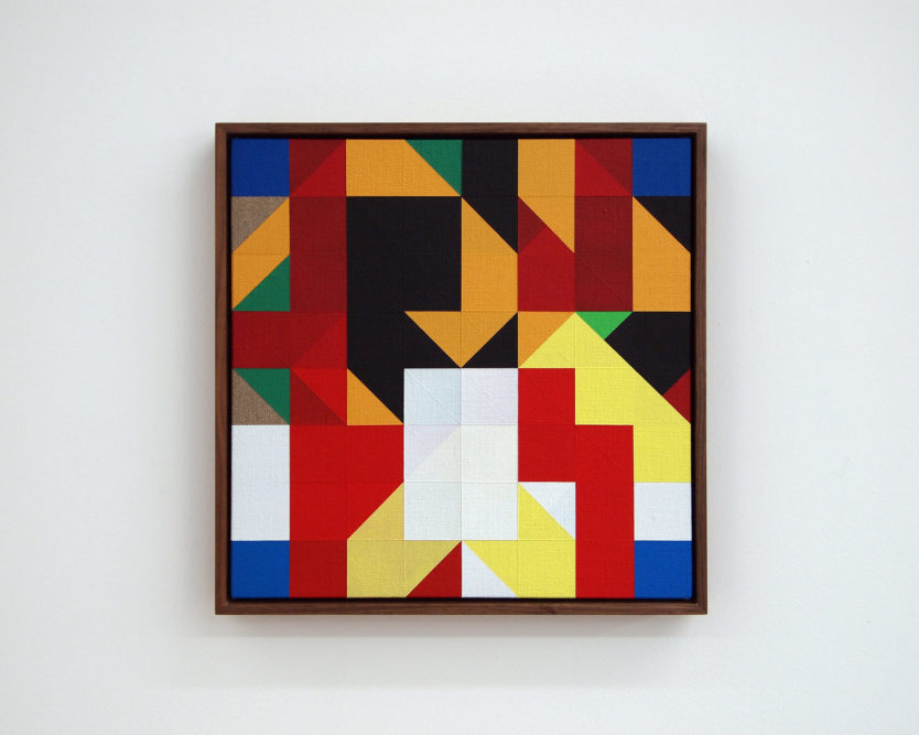 Chess Painting No. 100(Boas vs. Duchamp, correspondence game, 1935)32 x 32 cm | gesso & acrylic on linen, walnut frame | 2017