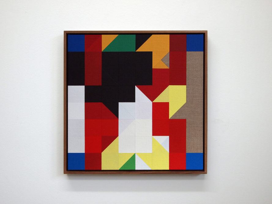 Chess Painting No. 108 (Schaum vs. Duchamp, correspondence game, 1933) 42 x 42 cm | gesso & acrylic on linen, walnut frame | 2017