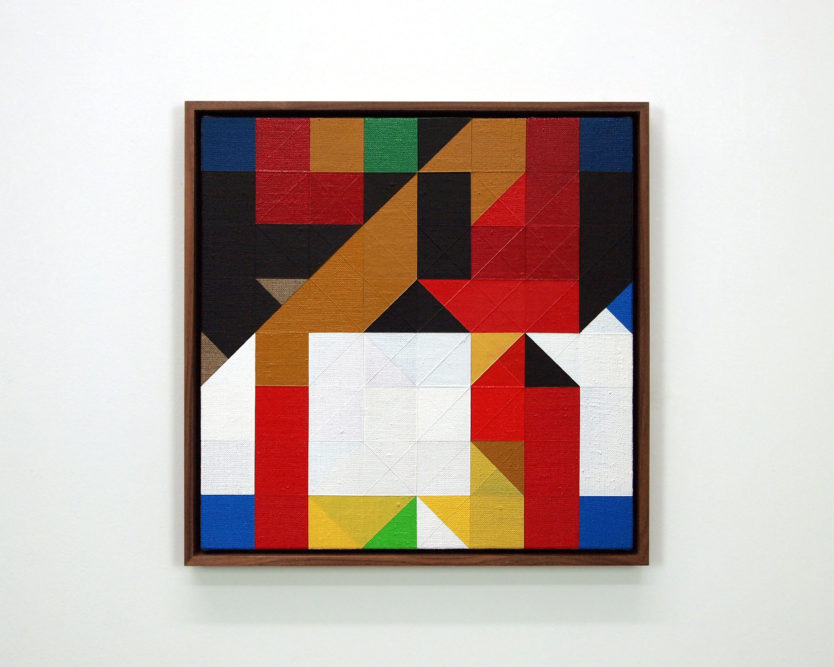 Chess Painting No. 63(Duchamp vs. Takacs, correspondence game, 1932)32 x 32 cm | oil on linen, walnut frame | 2016