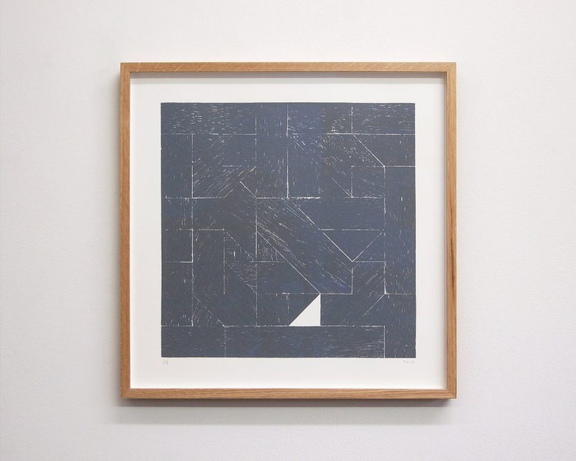Block No. 1 (Lancel vs. Duchamp, Brussels, 1923)Edition of 8 + 1AP | 42 x 42 cm | Letterpress ink &amp; pencil on 300gsm paper, oak frame, museum glass | 2021