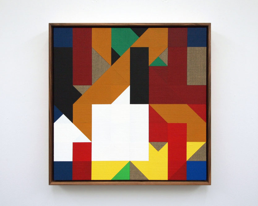 Chess Painting No. 76 (Duchamp vs. Znosk-Borovsky, Paris, 1929)42 x 42 cm | gesso &amp; acrylic on linen, walnut frame | 2016
private collection