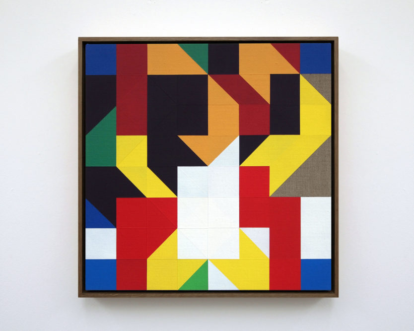 Chess Painting No. 54 (Michel vs. Duchamp, Strasbourg, 1924)42 x 42 cm | gesso &amp; acrylic on linen, walnut frame | 2015
private collection